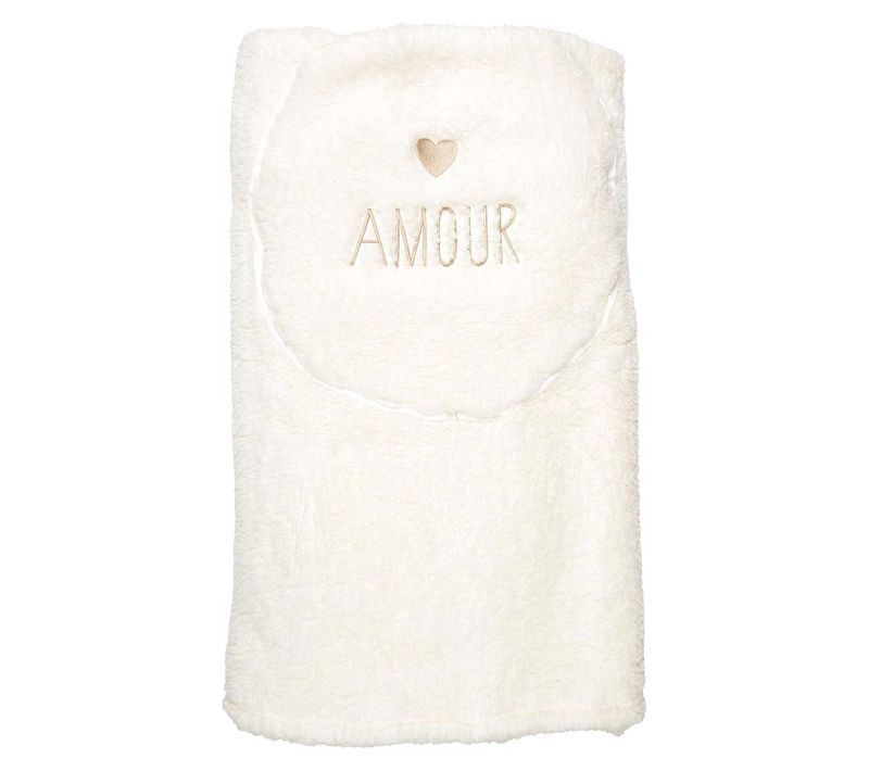 Plaid Coussin 2-en-1 "amour" En Sherpa Coloris Crème - Satina