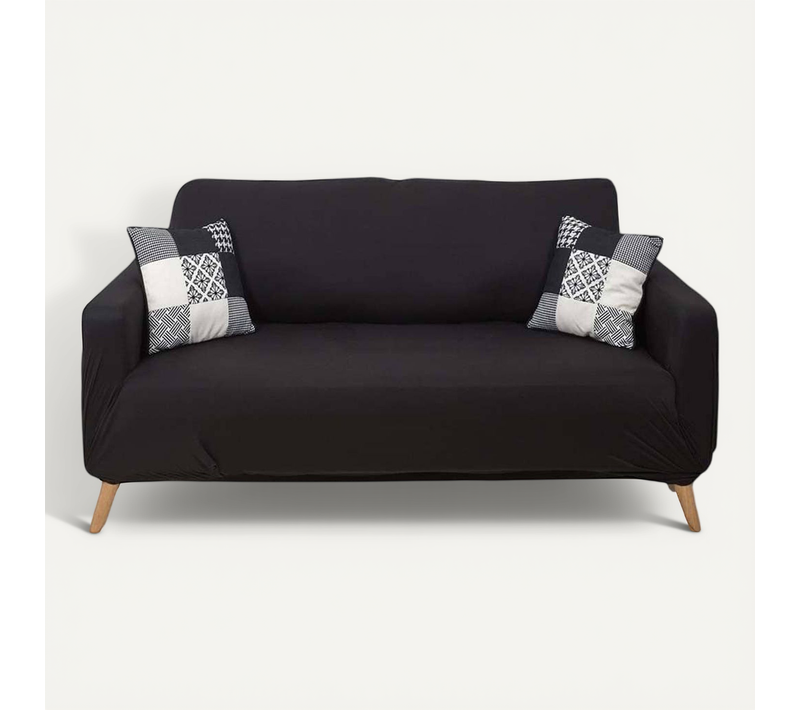 Housse Extensible Coloris Noir Pour Canapé 2 Places - Koldo