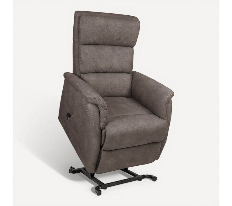 Fauteuil Relax Releveur Tissu Polyester Imitation Cuir Taupe Marbré - Millor