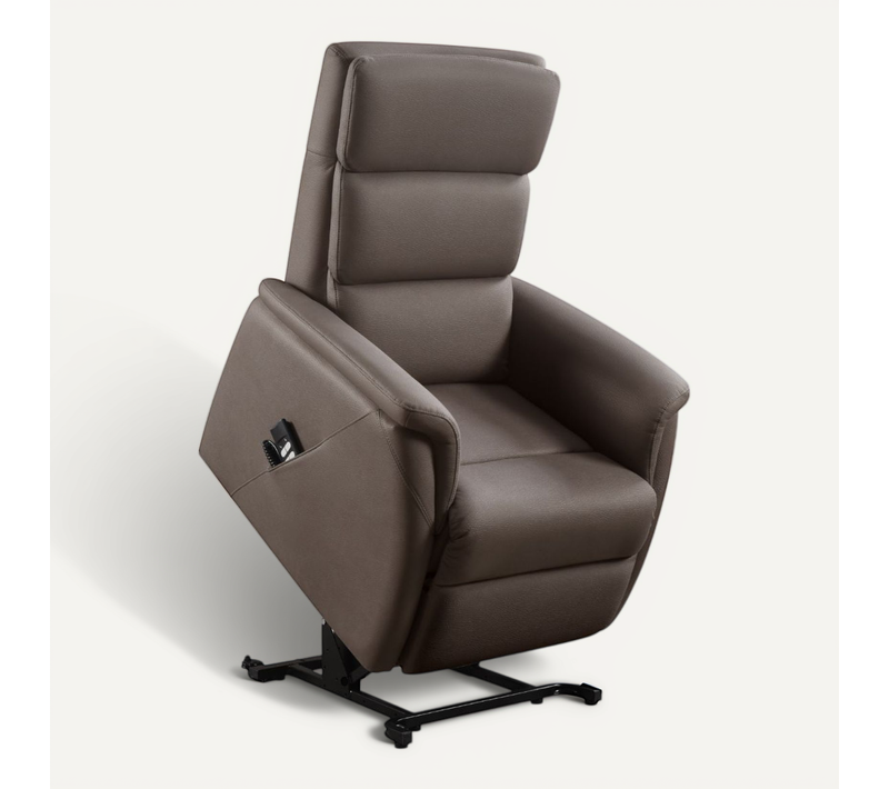 Fauteuil Relax Releveur En Cuir Vachette Marron - Millor