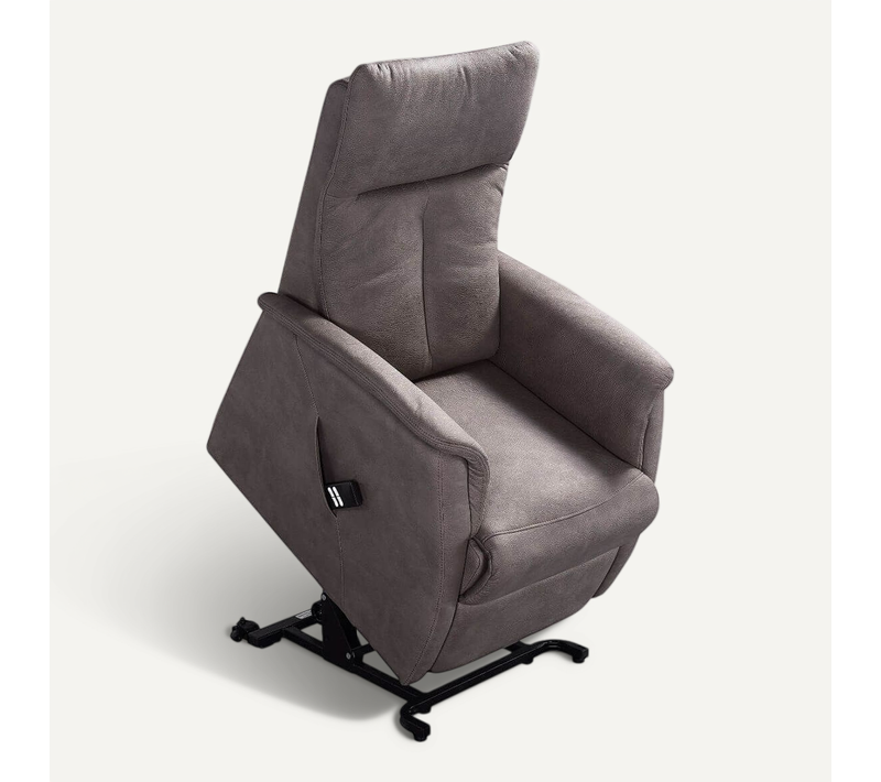 Fauteuil Modèle S Relax Releveur Tissu Polyester Imitation Cuir Gris-brun Marbré - Plegar