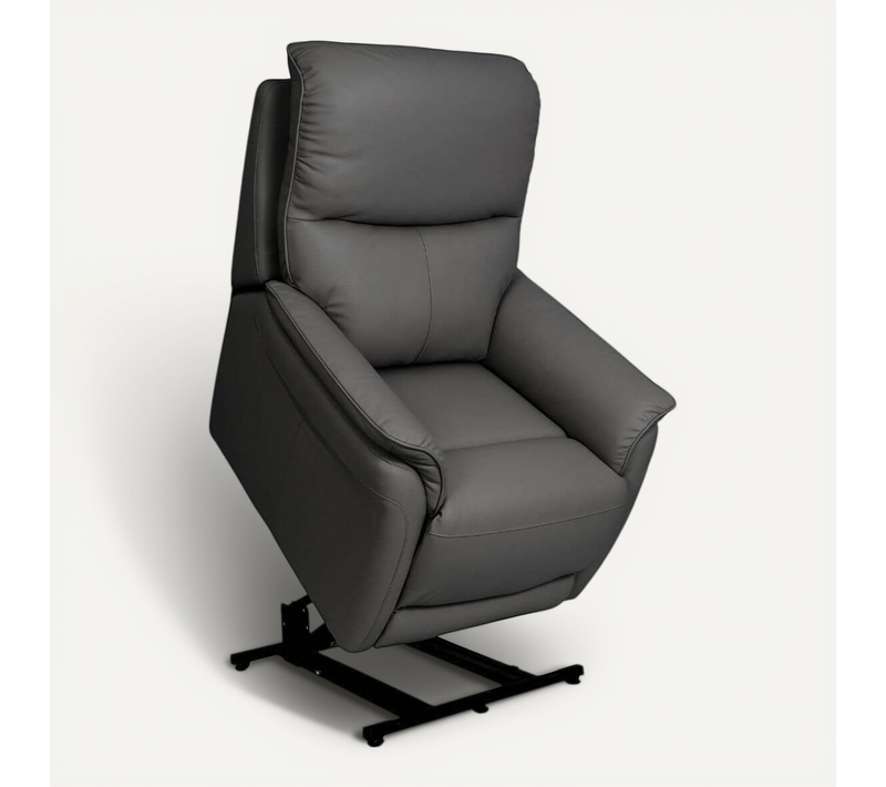 Fauteuil Relax Releveur En Cuir Vachette Gris Anthracite - Sultan