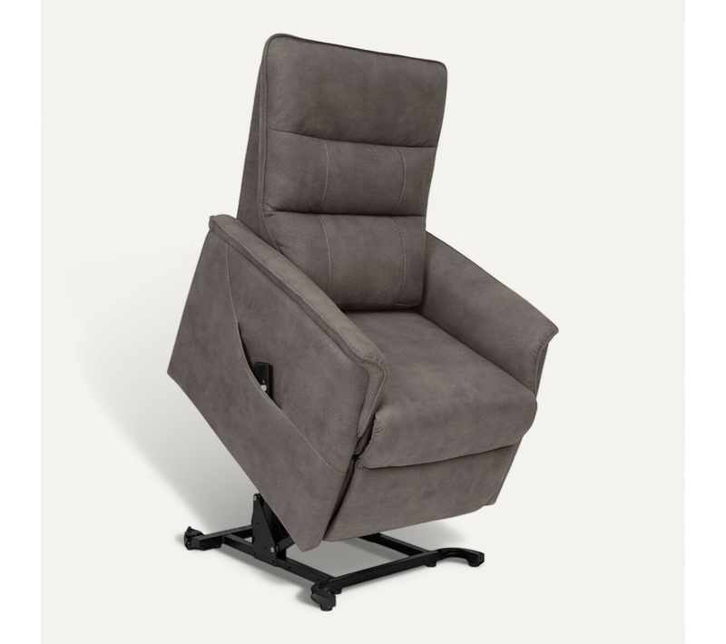 Fauteuil Modèle S Relax Releveur Tissu Polyester Imitation Cuir Taupe - Evenn