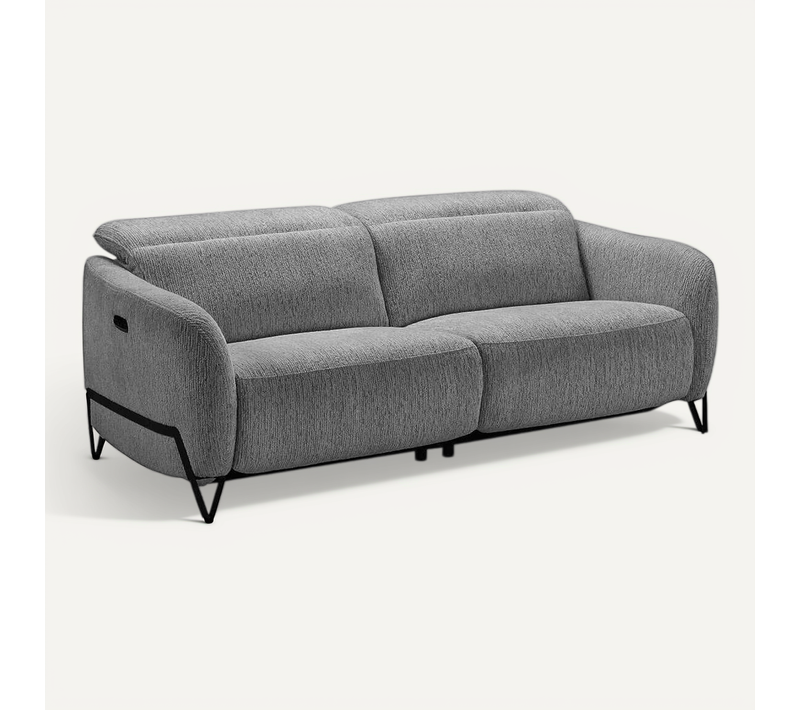 Canapé Relax électrique 3 Places Tissu Polyester Gris - Amsten
