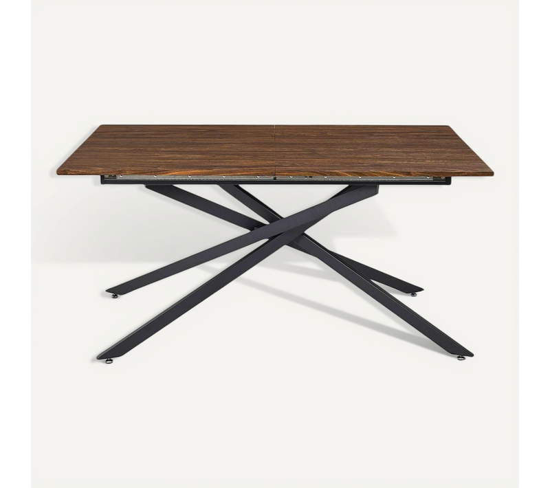 Table Repas Extensible 150/210 En Bois Et Mdf Piètement Métal Noir - Colette