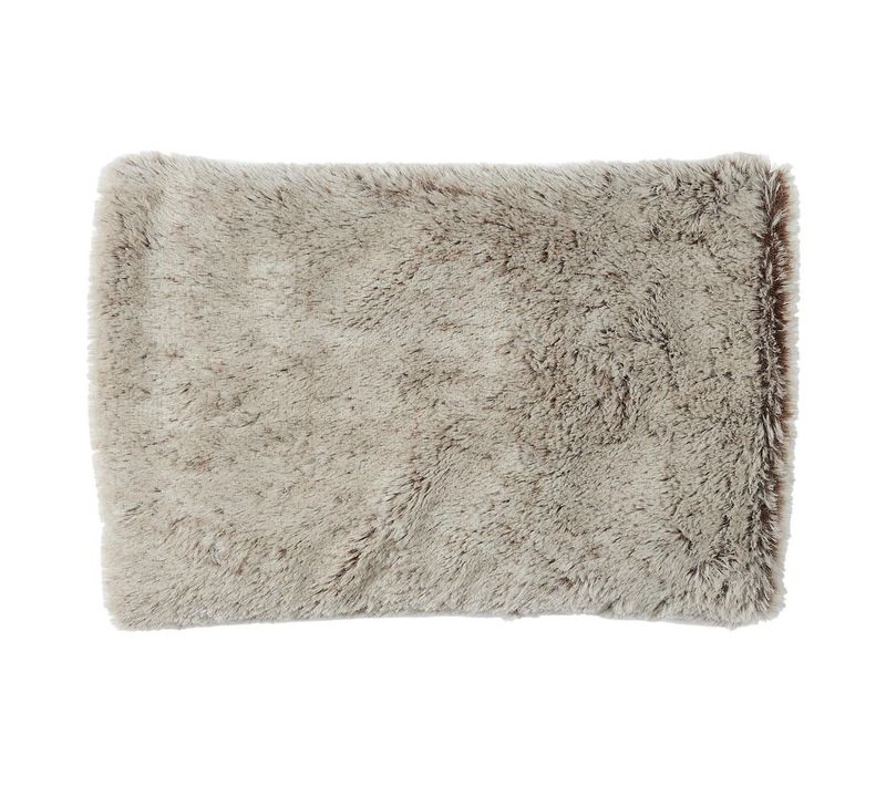 Manchons Imitation Fourrure Beige Avec Pochon Micro-ondable
