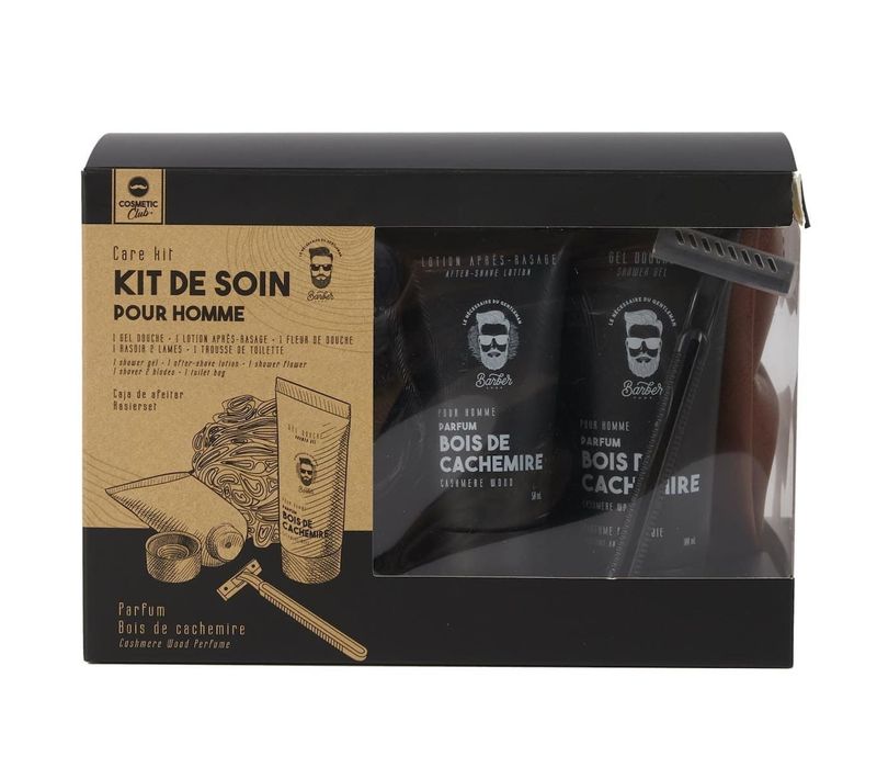 Coffret Soin Corps Pour Homme Parfum Bois De Cachemir Avec Trousse De Toilette -