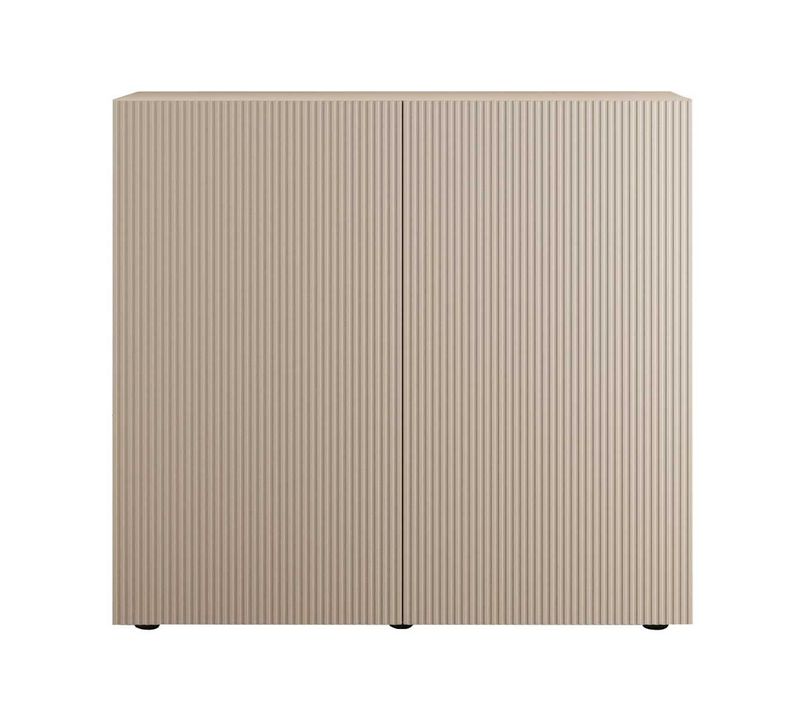 Rangement 2 Portes Beige Façades Relief à Stries Verticales - Janeiro Beige