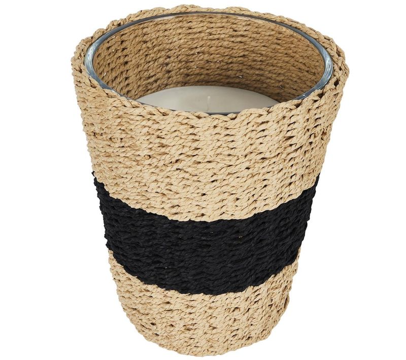 Bougie Parfumée Dans Un Panier Tressé (h23cm) Senteur Bois Gingembre