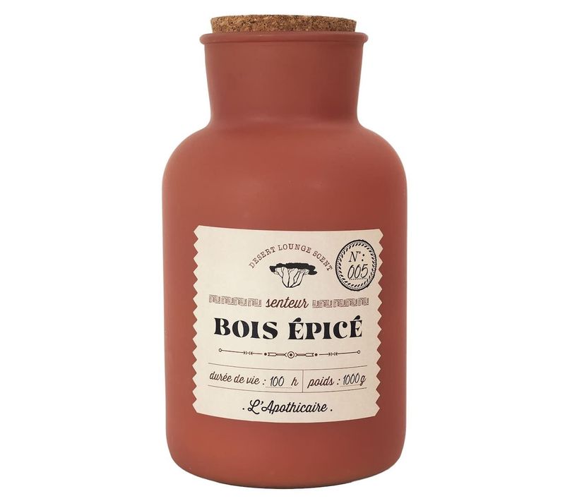 Bougie Teracotta Parfumée Avec Couvercle En Liège (h27 Cm) Senteur Bois Épicé -