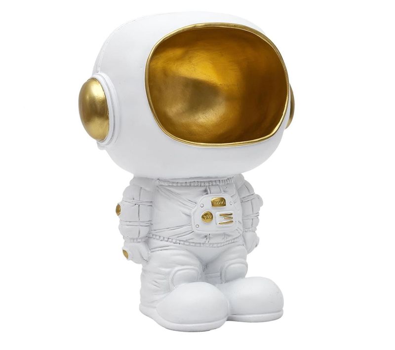 Vide-poche Astronaute En Polyrésine Blanc Et Dorée -