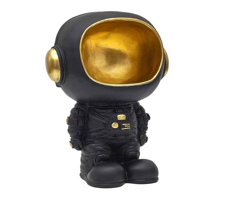 Vide-poche Astronaute En Polyrésine Noir Et Dorée -