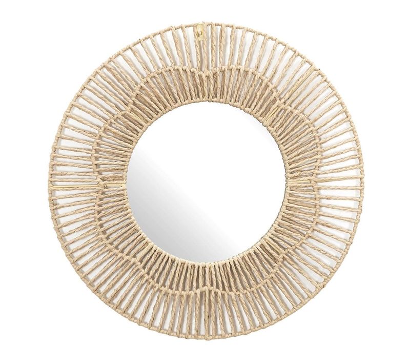 Miroir Mural Rond Fleur Imitation Rotin (ø50 Cm) -