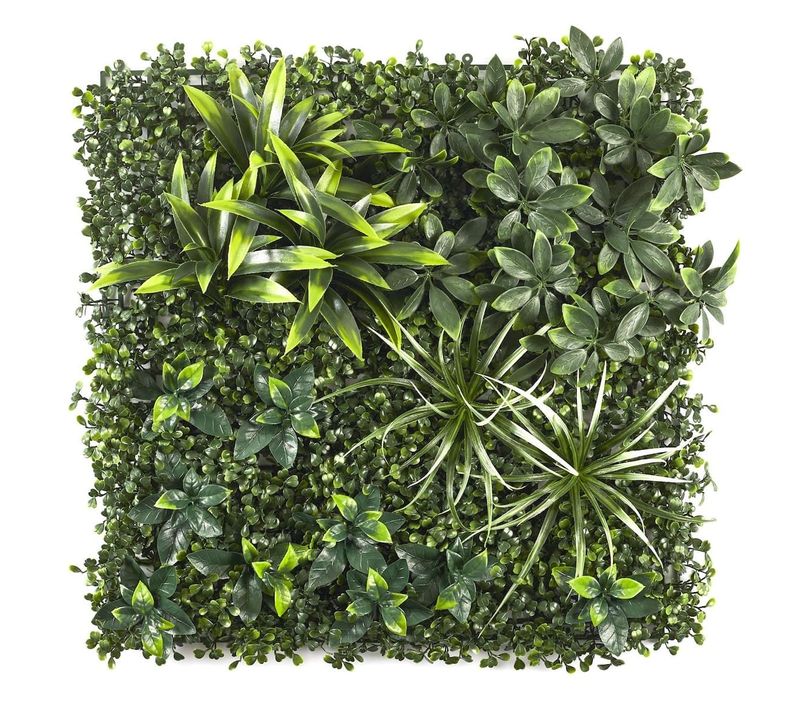 Mur Végétal Artificiel Panache En Polyéthylène Vert 50x50cm -
