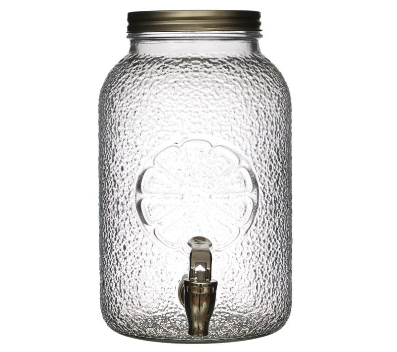 Distributeur à Boisson 3,8l En Verre Décor Citron Avec Robinet -