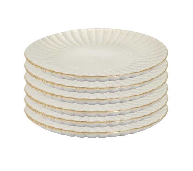Set De 6 Assiettes De Présentation Beiges En Céramique (ø32 Cm) - Shelly