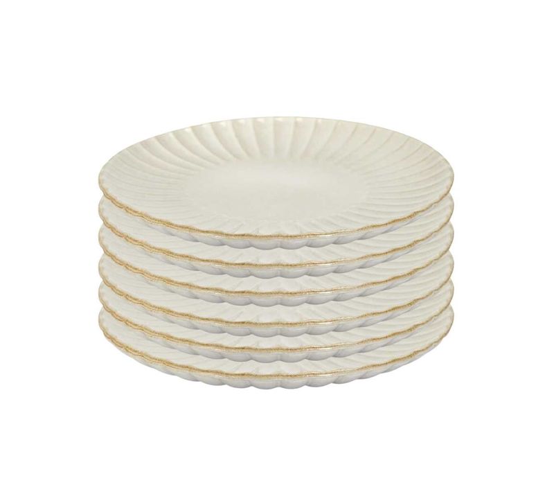 Set De 6 Assiettes à Dessert Beiges En Céramique (ø21,7cm) - Shelly
