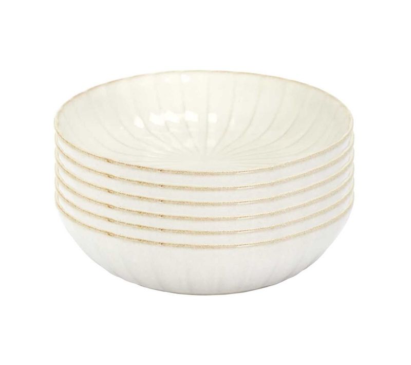 Set De 6 Assiettes Creuses Beiges En Céramique (ø20cm) - Shelly