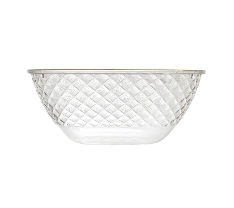 Set De 2 Saladiers En Plastique Transparent En Nid D'abeille Avec Contour Doré (300cl)