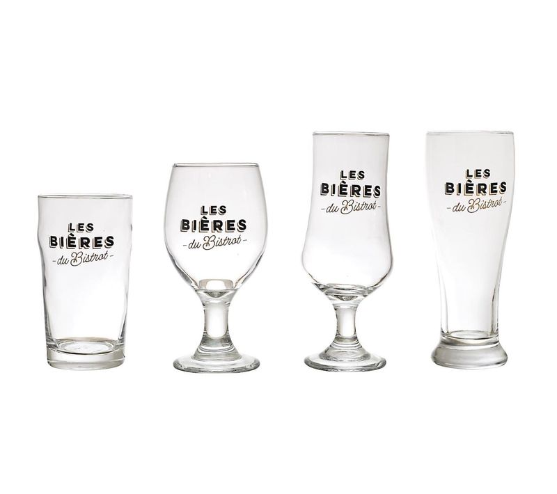 Coffret De 4 Verres à Bière En Verre Style Bistrot -