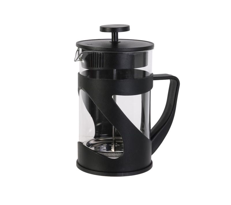 Cafetière à Piston 80cl En Verre Et Plastique Noir Pour 7 Tasses -