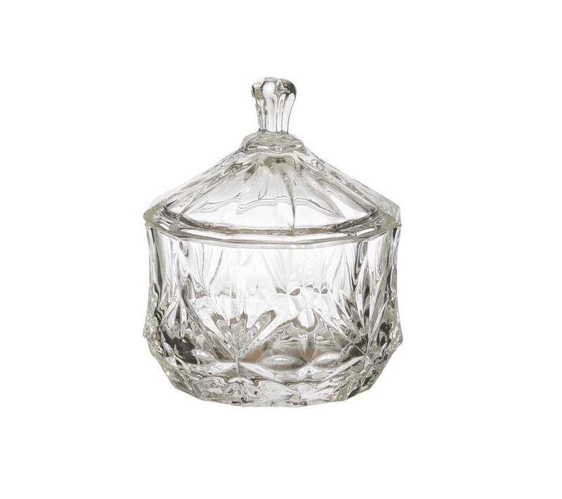 Bonbonnière En Verre Ciselée Transparent Ø9,5cm -