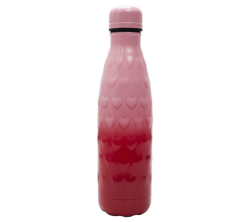 Bouteille De Transport Isotherme 50cl Rouge Et Rose Motif Cœur Embossé