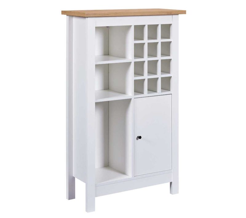 Rangement De Cuisine Pour Bouteilles Blanc Et Plateau Effet Bois - Kenny