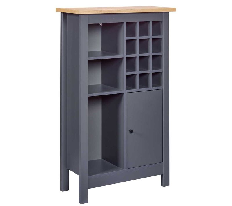 Rangement De Cuisine Pour Bouteilles Anthracite Et Plateau Effet Bois - Kenny