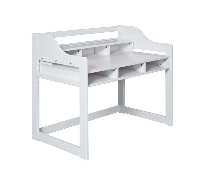 Bureau Enfant Réglable En Hauteur En Pin Massif Laqué Blanc - Gael