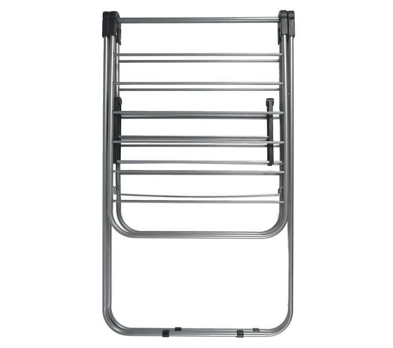 Etendoir à Linge Pliable 15 Mètres Étendage Tubes Métallique Gris -