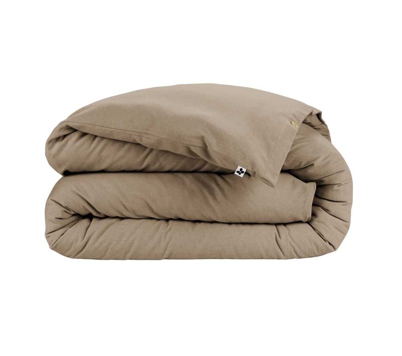 Housse De Couette 260x240 Cm  En Flanelle De Coton Coloris Ficelle - Hedda