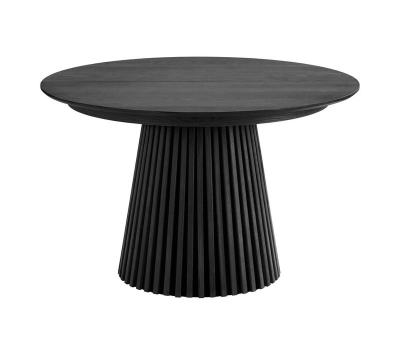 Table Extensible Ronde Pied Central Relief Mdf Placage Chêne Noir - Dublin