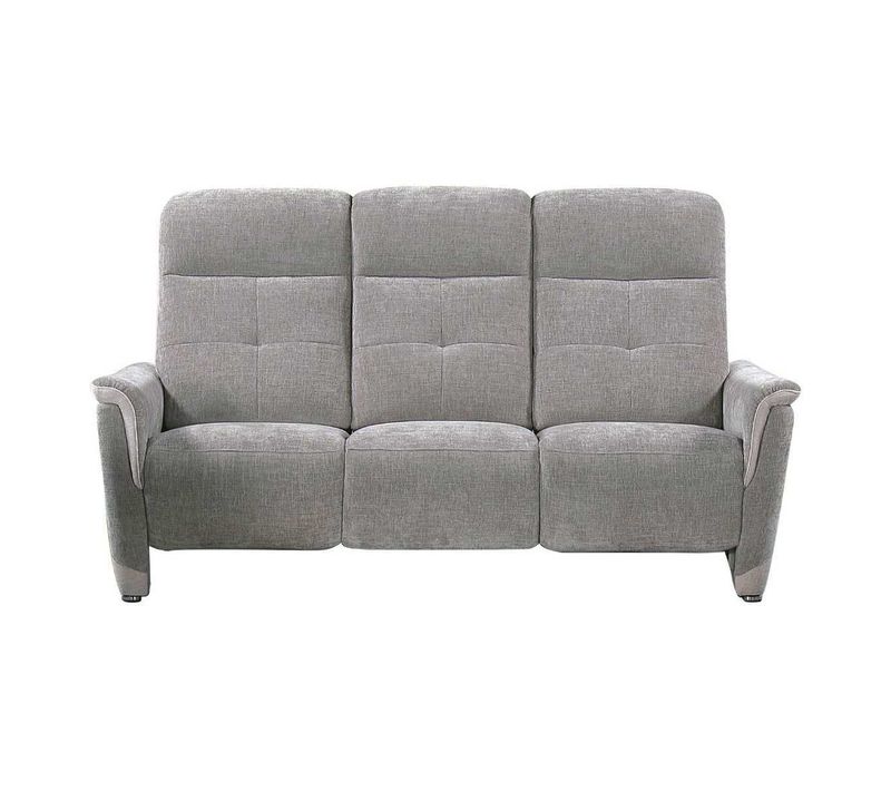 Canapé 3 Places Relax Électrique Tissu Maillé Ultra Doux Bicolore Gris Avec Tablette Centrale - Aus