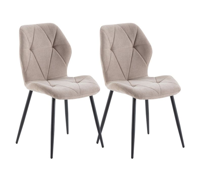 Lot De 2 Chaises En Tissu Polyester Doux Taupe Et Pieds En Métal Laqué Noir - Luciana
