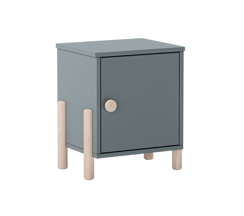 Chevet 1 Porte En Mdf Et Pin Massif Laqué Vert Kaki Pieds En Pin Naturel - Enora