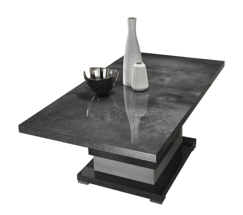 Table Basse à Pied Central Gris Aspect Pierre - Hoffman