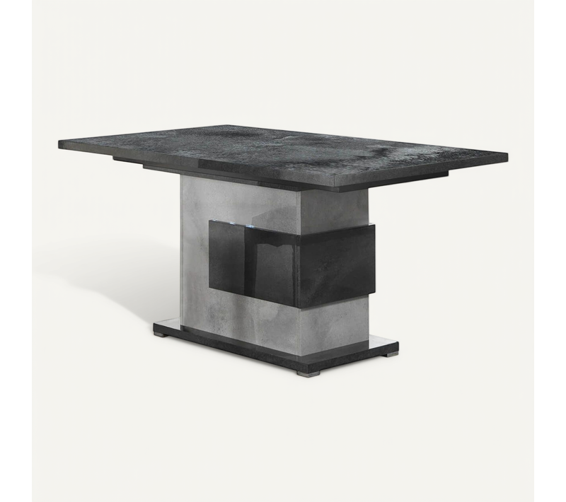 Table De Repas Allongeable à Pied Central Gris Aspect Pierre - Hoffman
