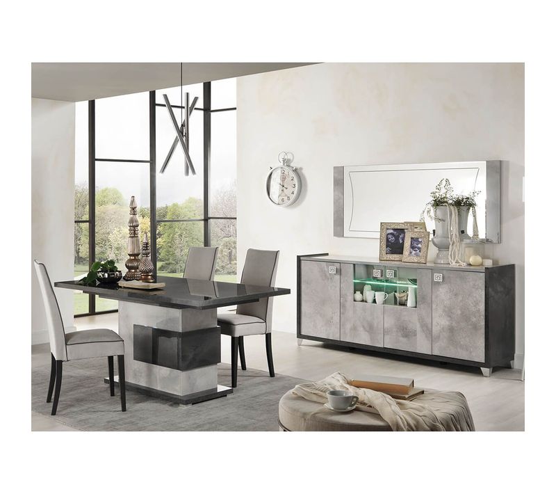 Hoffman - Ensemble Buffet 4p Avec Miroir + Table Repas à Pied Central