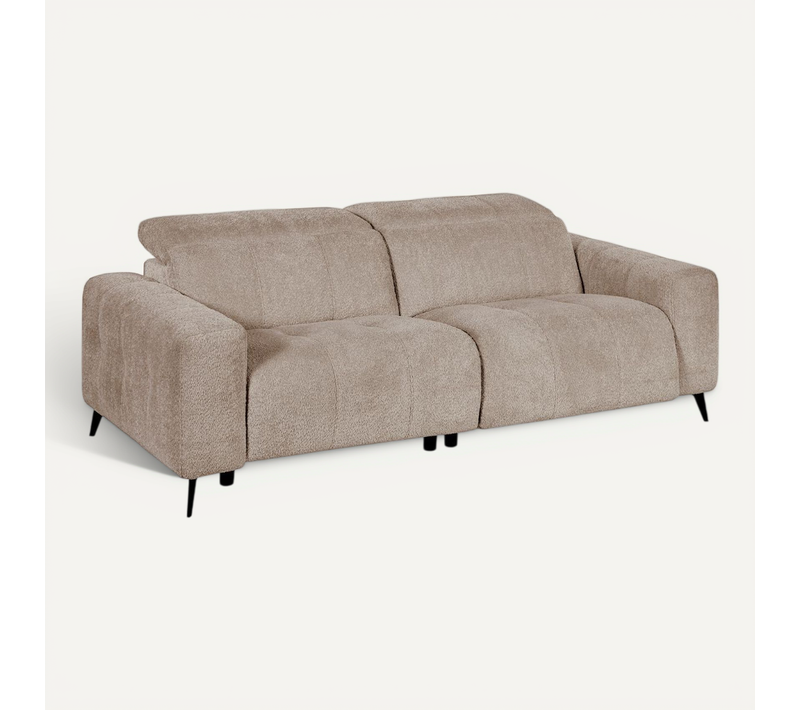 Canapé 3 Places Relax électrique En Tissu Poils Courts Style Sherpa Taupe - Alkane