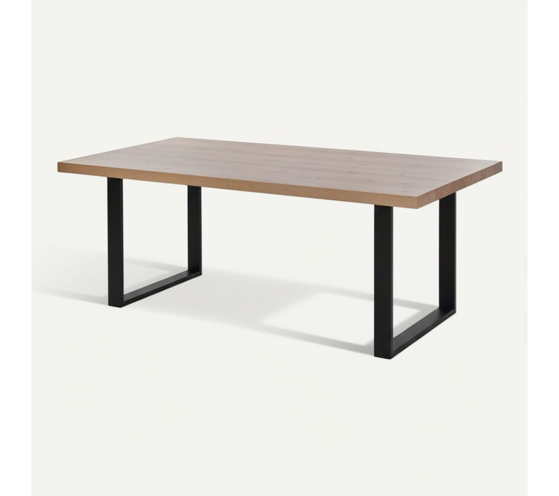 Table 170cm Aspect Bois Finition Hudson Oak Piètement U Métal Noir - Hudson