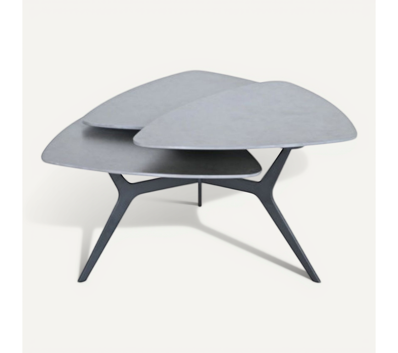 Table Basse Avec 3 Plateaux Pivotants En Céramique Finition Gris Ardoise - Nexus