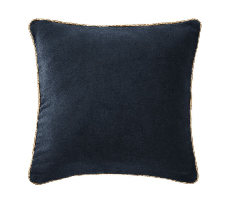 Coussin Déhoussable 45x45cm Velours De Coton Coloris Bleu Nuit - Harris