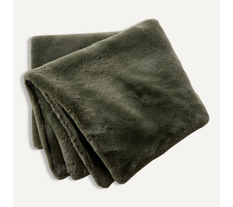 Chemin De Lit 90x200cm Fausse Fourrure Polyester Coloris Vert - Rozenn