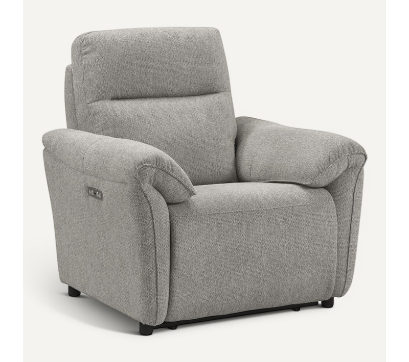 Fauteuil Relax Electrique Tissu Gris Chiné - Mazaro