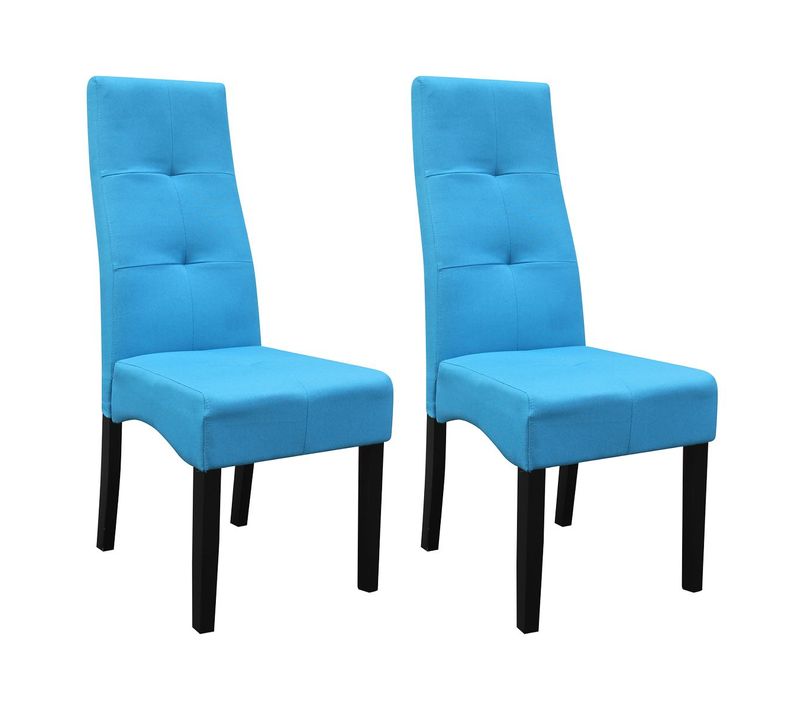 Lot De 2 Chaises Tissu Bleu Turquoise Capitonnées - Oksana