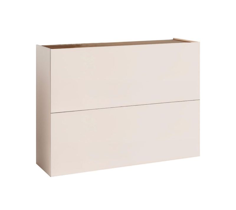 Meuble à Chaussures 2 Portes Abattantes Laqué Beige Poudré à Poser Au Sol Ou à Suspendre - Pavel