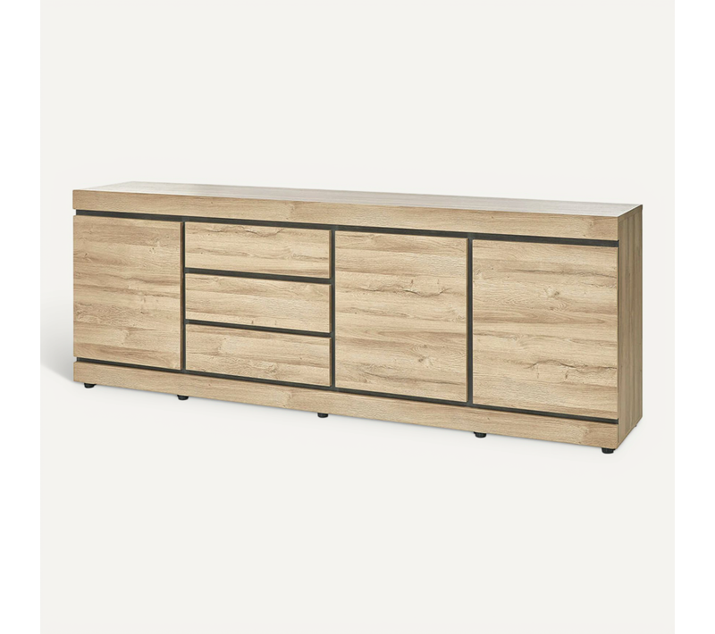 Massire - Buffet 3 Portes 3 Tiroirs Aspect Bois