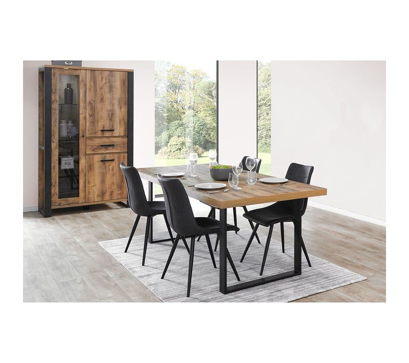 Ensemble Table 230cm + Vitrine 3 Portes 1 Tiroir - Kora