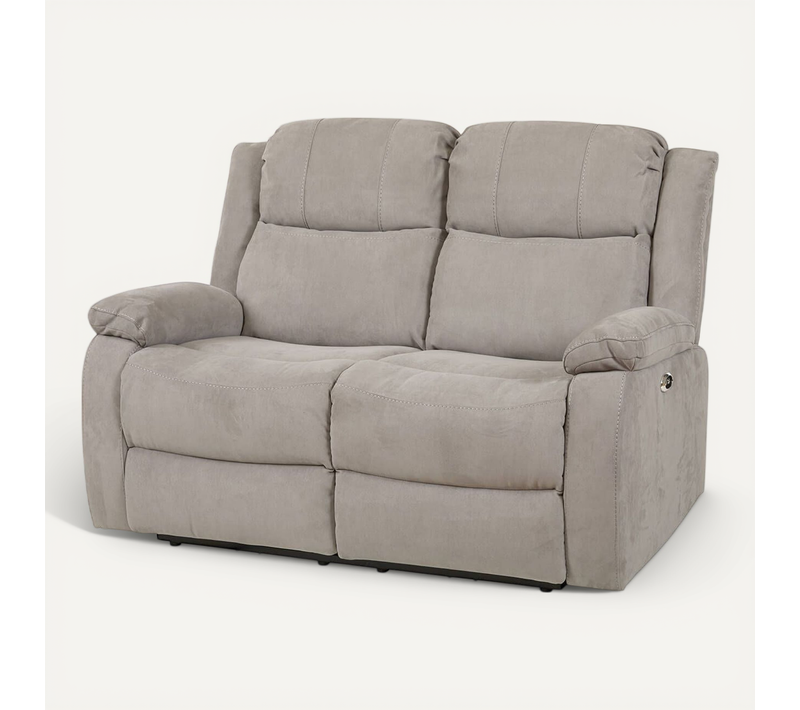 Canapé Relax Electrique 2 Places Tissu Gris Clair - Lorys
